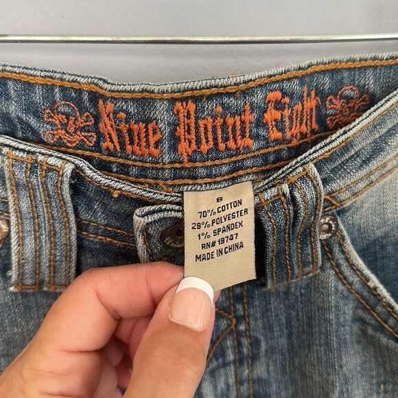 Nine Point Eight Women’s size 8 denim cropped jeans capris Y2k  with bling - Picture 9 of 12